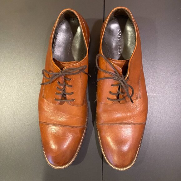 Cap Toe Derby Dress Shoes in British Tan - Picture 3 of 6